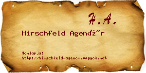 Hirschfeld Agenór névjegykártya